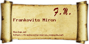 Frankovits Miron névjegykártya